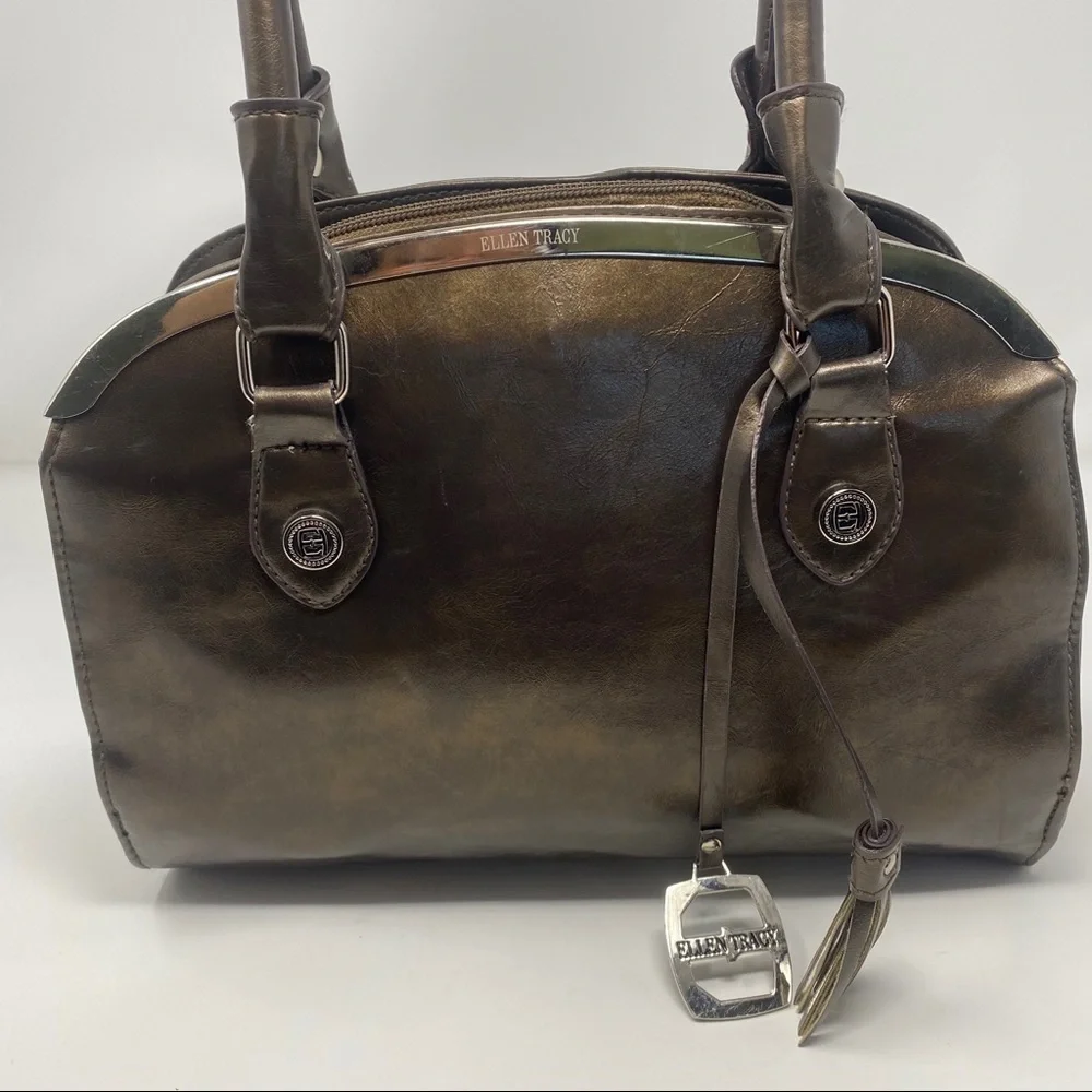 ELLEN TRACY 3 Compartment Bronze Tote Handbag